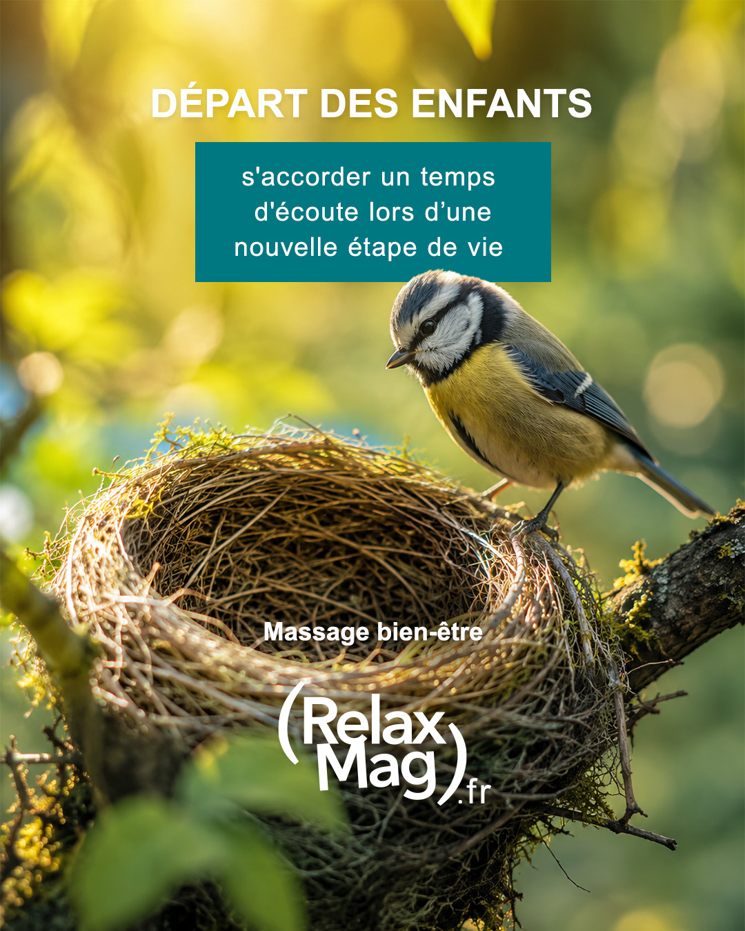 Image symbolique du départ des enfants, du nid vide et d'une nouvelle étape de vie